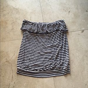 Black and white striped halter top