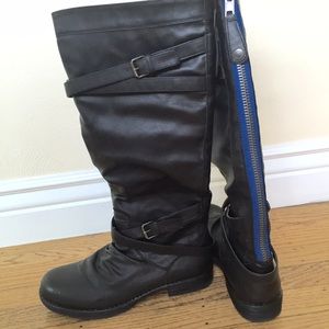 Steve Madden Blue Zipper Black Riding Boots sz.9.5
