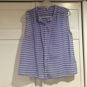 J. Crew sleeveless striped button down top