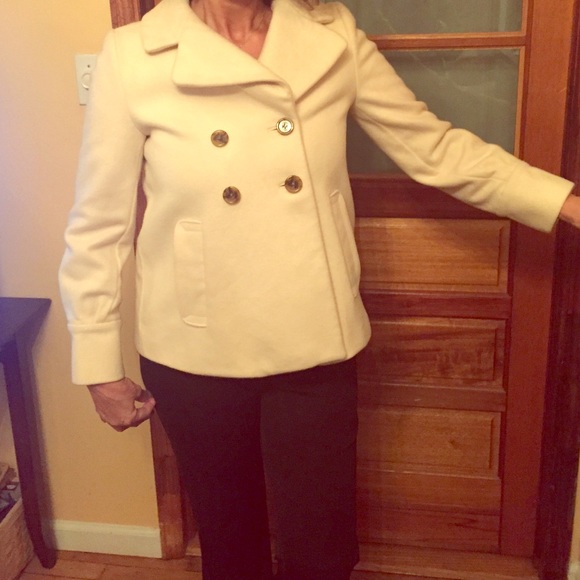 Banana Republic White Pea Coat