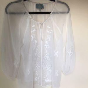 Anthropologie sheer boho peasant top sz m SOLD