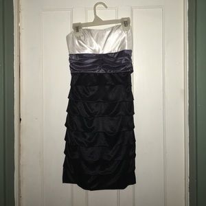 Short length strapless prom dress