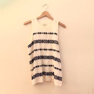 Madewell navy and white cotton tank