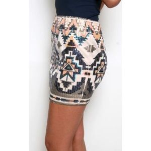 Express Aztec Sequin Skirt