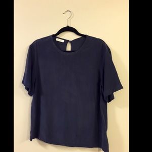 EQUIPMENT Navy Boxy silk blouse. Size small