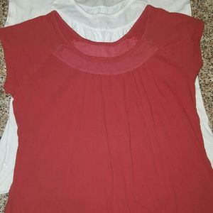 Set of 2 Gap baby doll tees. White/Rust