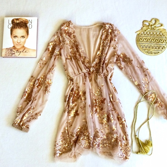 Rose Gold Sequin Romper - Picture 3 of 4
