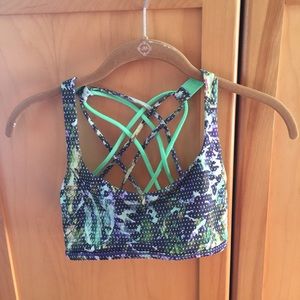 Lululemon Green and Printed Free to Be Wild Bra