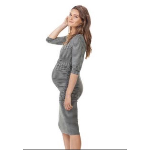 Isabella Oliver Striped Gray Maternity Dress