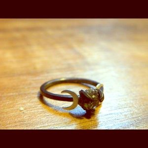 Genuine Raw Diamond Black Moon Ring🌙〰