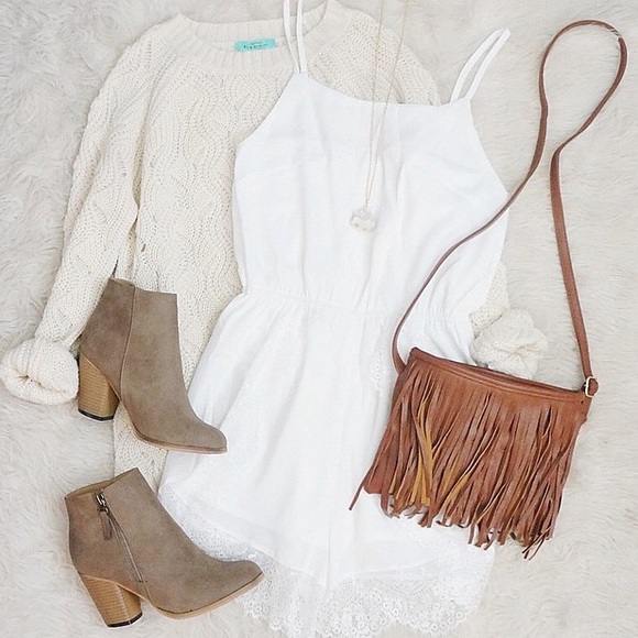 Pants - Sheer White Lace Romper