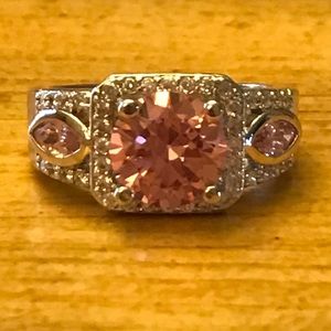 Pink Sapphire 💎 Diamond Ring 925 sterling silver