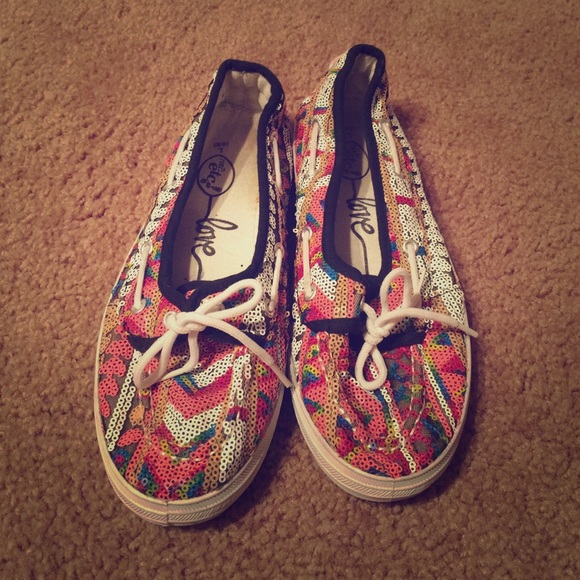 Multicolored Sequins Boatshoes
