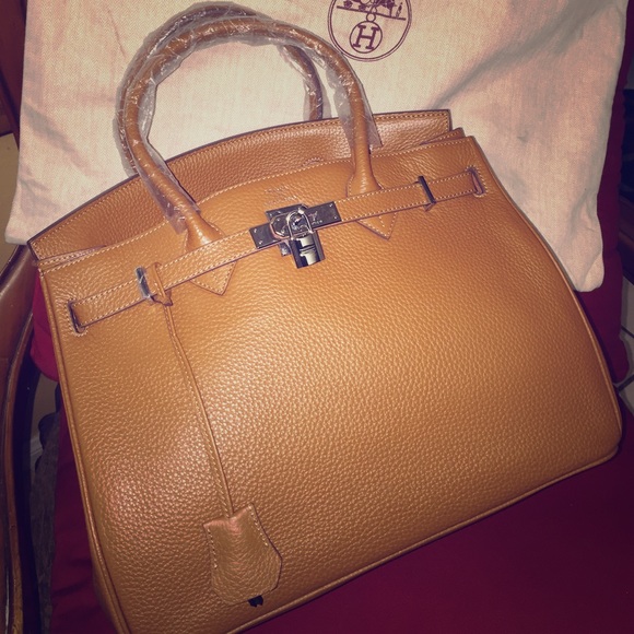 Fashion Brown Leather Bag, 35cm.