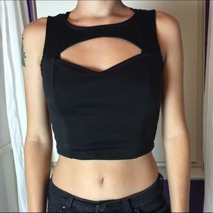 BLACK CUTOUT CROP TOP & VELVET CROP TOP