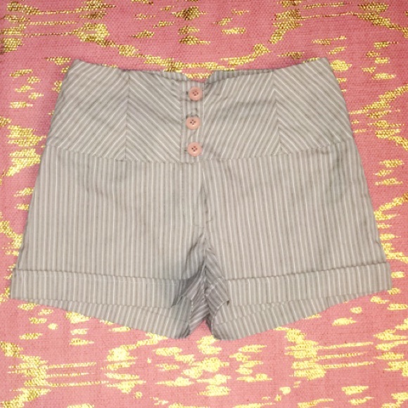 Striped, High-Waist Shorts