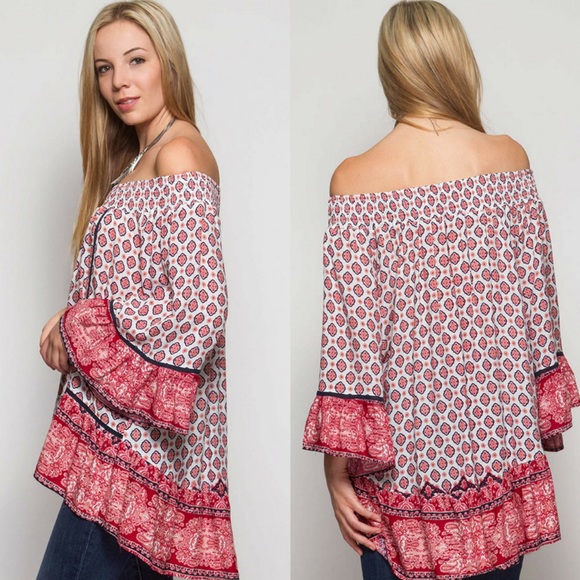 🎉🎉HP🎉🎉👉LAST ONE👈Bohemian Paisley Prt Top - Picture 2 of 2