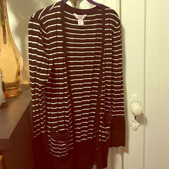 Striped cardigan sweater with metal details - Picture 1 of 3