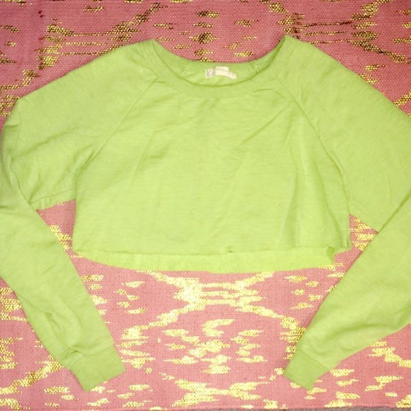 Lime Green Homemade Cropped Sweater