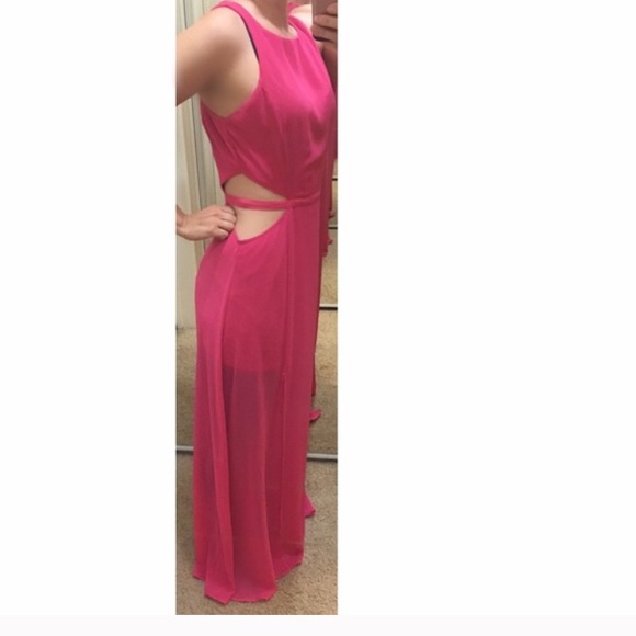 Pink maxi dress. Short lining underneath