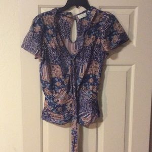 Kimchi & Blue silk keyhole blouse