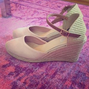 Blush Suede Espadrille Wedges
