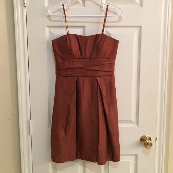 BURNT ORANGE STRAPLESS DRESS