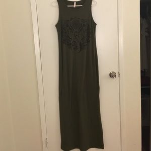 Olive & black Maxi with double slits