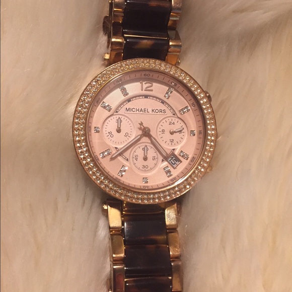 Michael Kors Rose Gold and Tortoise Shell Watch main image 4