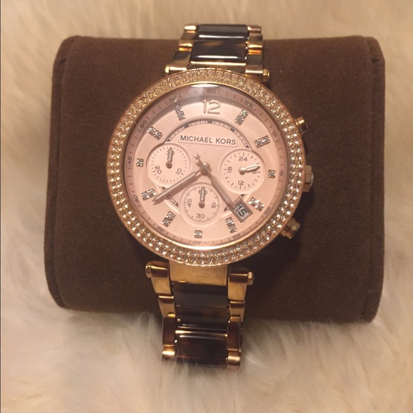 Michael Kors Rose Gold and Tortoise Shell Watch main image 3