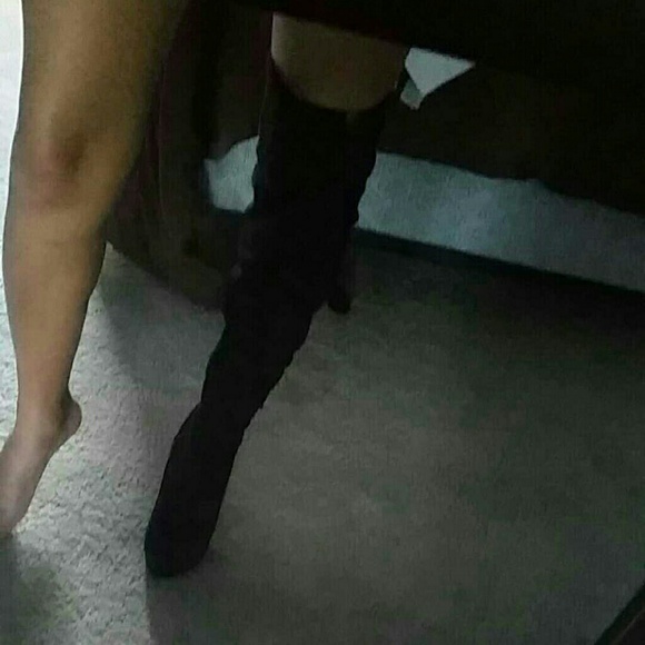 All black Suede Thigh Highs