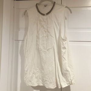 J. Crew pleated front blouse with jeweled collar