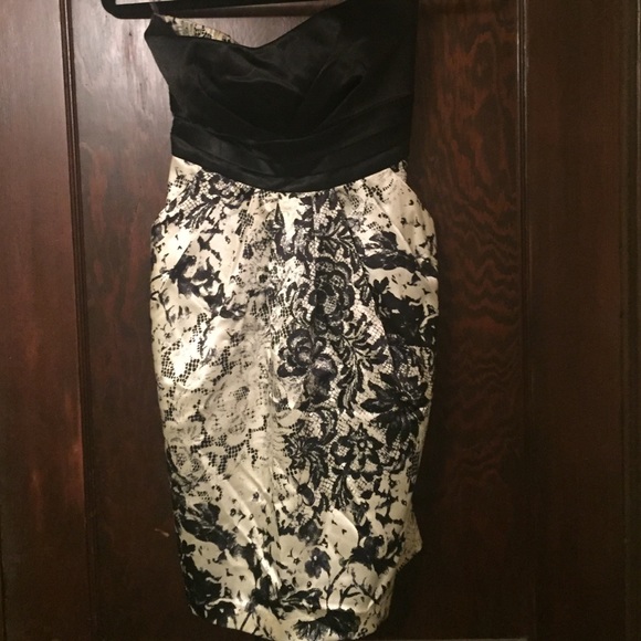 Strapless black and white dress