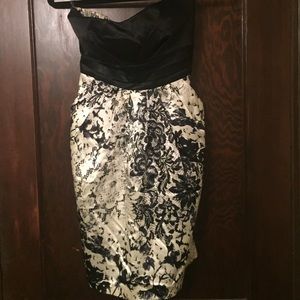 Strapless black and white dress