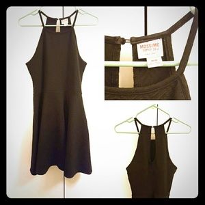 Casual black fit and flare dress