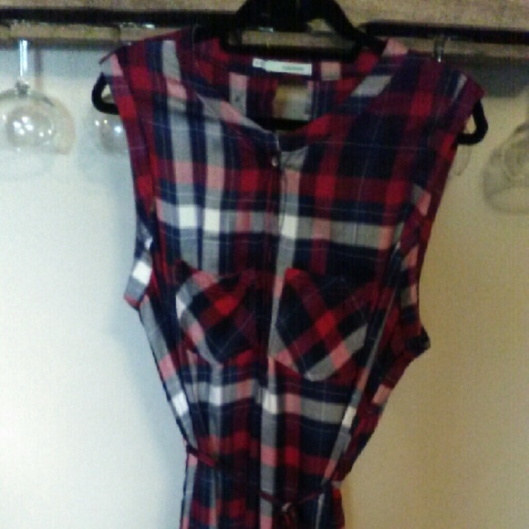 Maurices blue red plaid dress