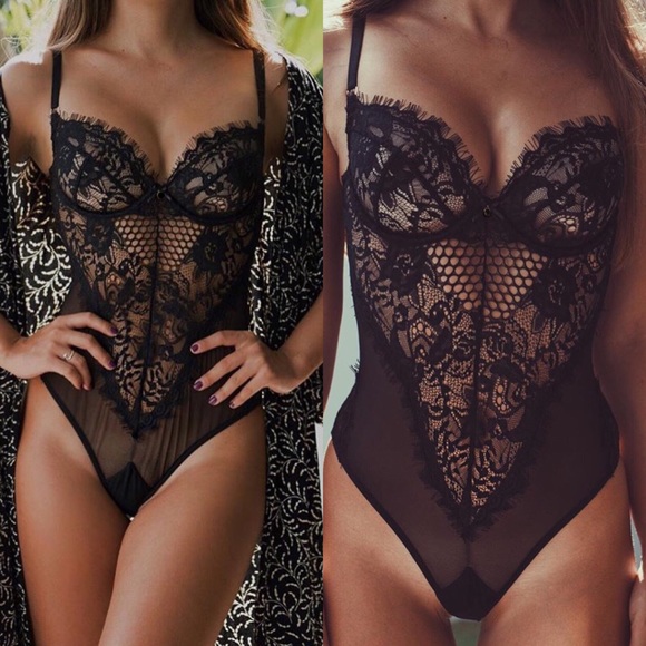NWT💕Lacey Black Bodysuit Teddy💕Lingerie💕 Sexy - Picture 6 of 8