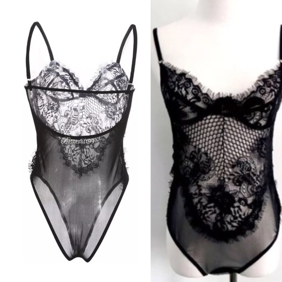NWT💕Lacey Black Bodysuit Teddy💕Lingerie💕 Sexy - Picture 7 of 8