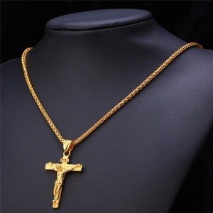 New 18K gold cross necklace for men