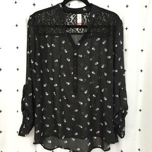 Sheer black skull print top