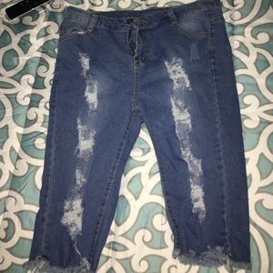 BLACK FRIDAY SALE Denim ripped Bermuda shorts