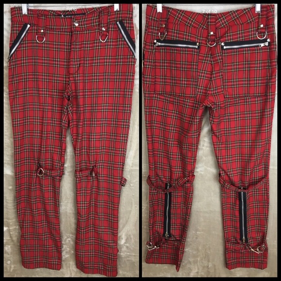 red plaid pants with chain