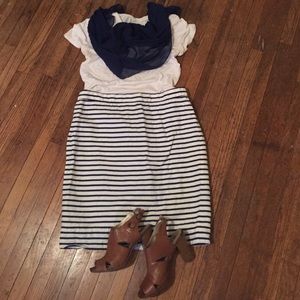 Striped pencil skirt