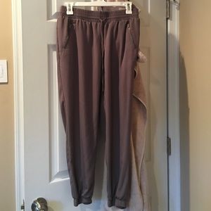 Purple/tan jogger pants