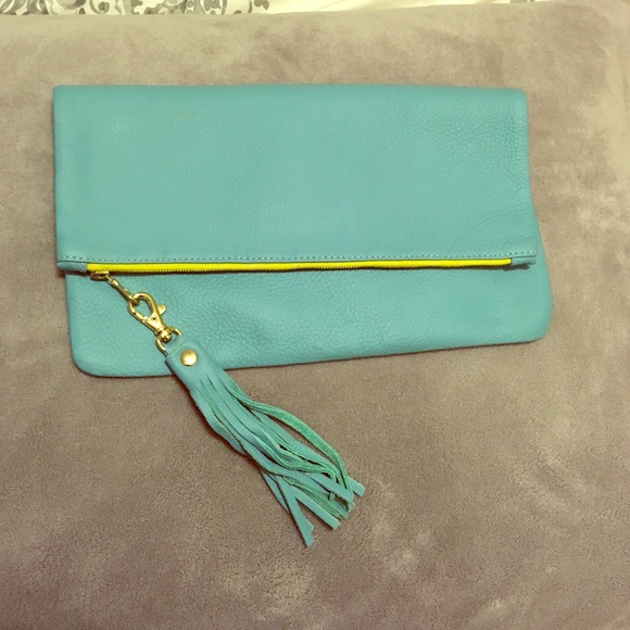 Blue Leather Tassel Clutch. NOT GIGI