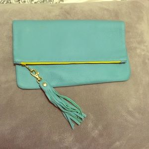 Blue Leather Tassel Clutch. NOT GIGI