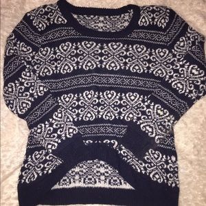 Navy and White Knit Sweater
