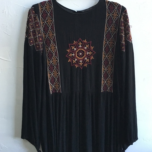 Zara embroidered black dress