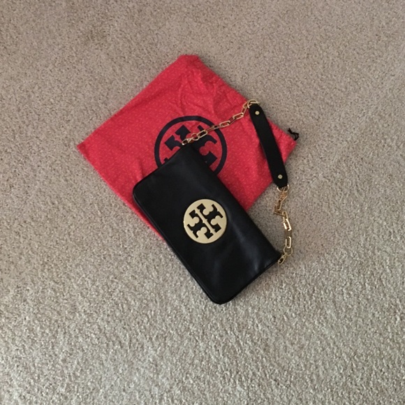 Tory Burch Reva Glazed Leather Clutch