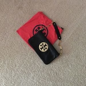 Tory Burch Reva Glazed Leather Clutch